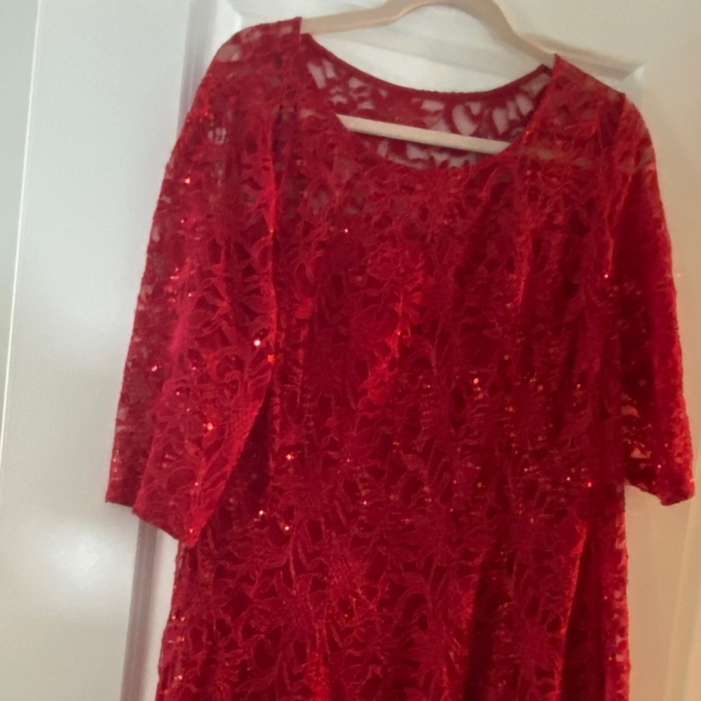 Red sequins formal dress